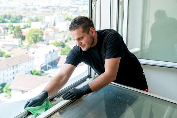 Fensterputzer Lübeck reinigt Fensterrahmen